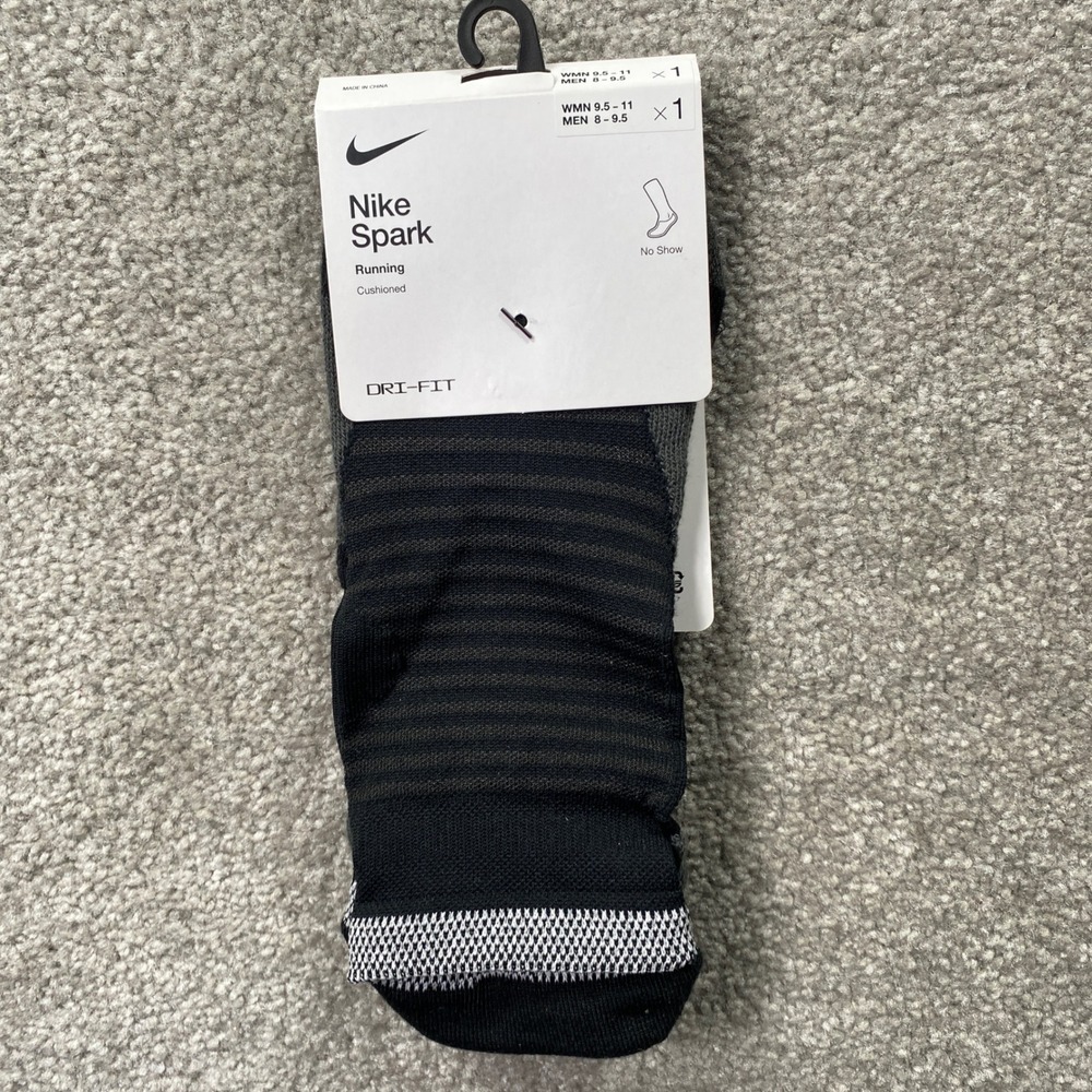 Nike Spark Running Socks Unisex M 8-9.5 W 9.5-11 Black No Show CU7201-010